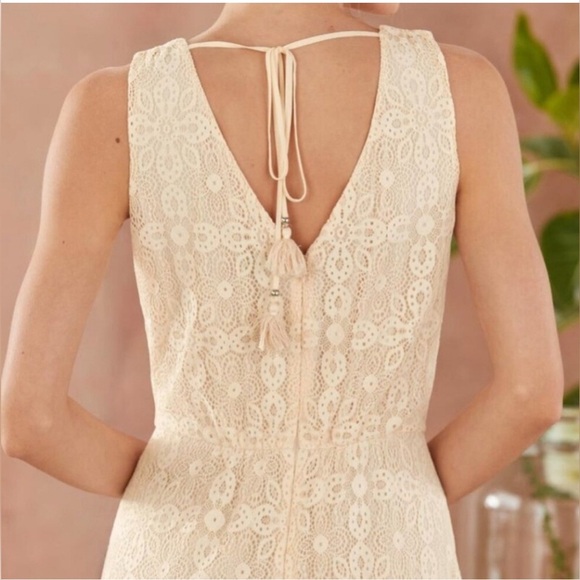 NWT SUNDANCE Champs De Fleur Dress Ivory Cream Lace Ruffle Midi Size Large - Picture 5 of 14